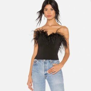 LPA Aida Feather Top in Black - Size Small - Corset Style Top